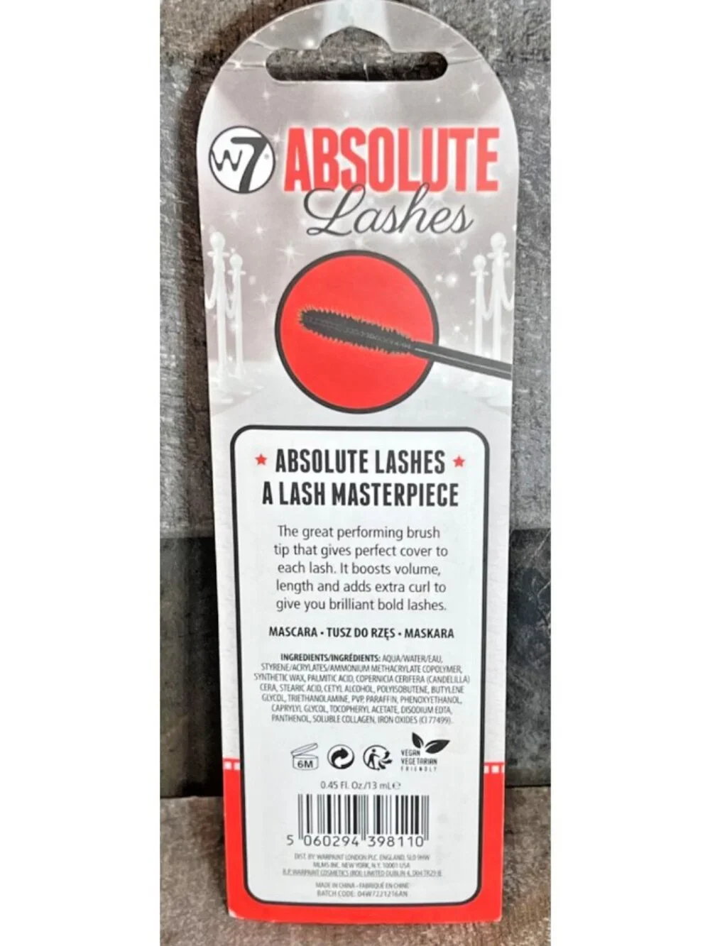 W7 ABSOLUTE LASHES ~ Mascara (BLACKEST BLACK) Great Performance Brand New Sealed